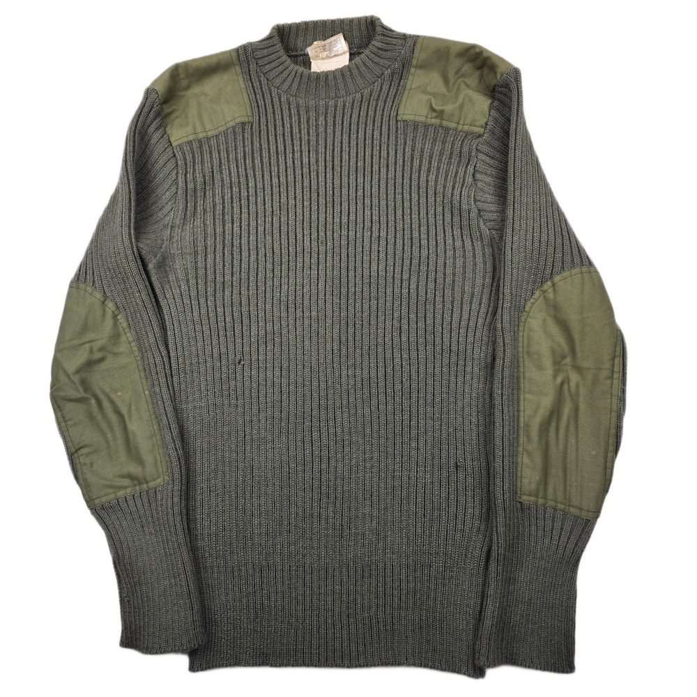 Brigade Quartermasters Commando Sweater Mens Large 44 Green Wool Ribbed USMC VTG